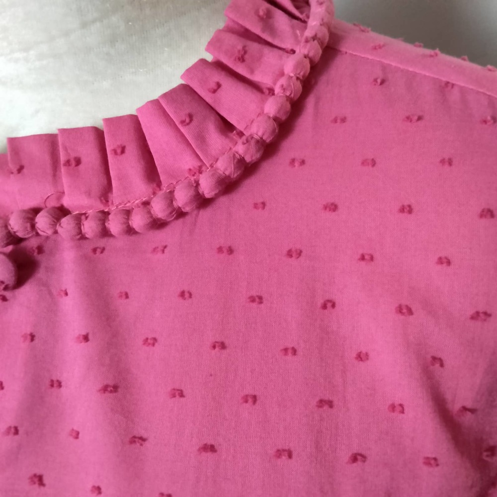 Women’s Pink Ruffled Sleeve Button-Front Top - Picture 5 of 7